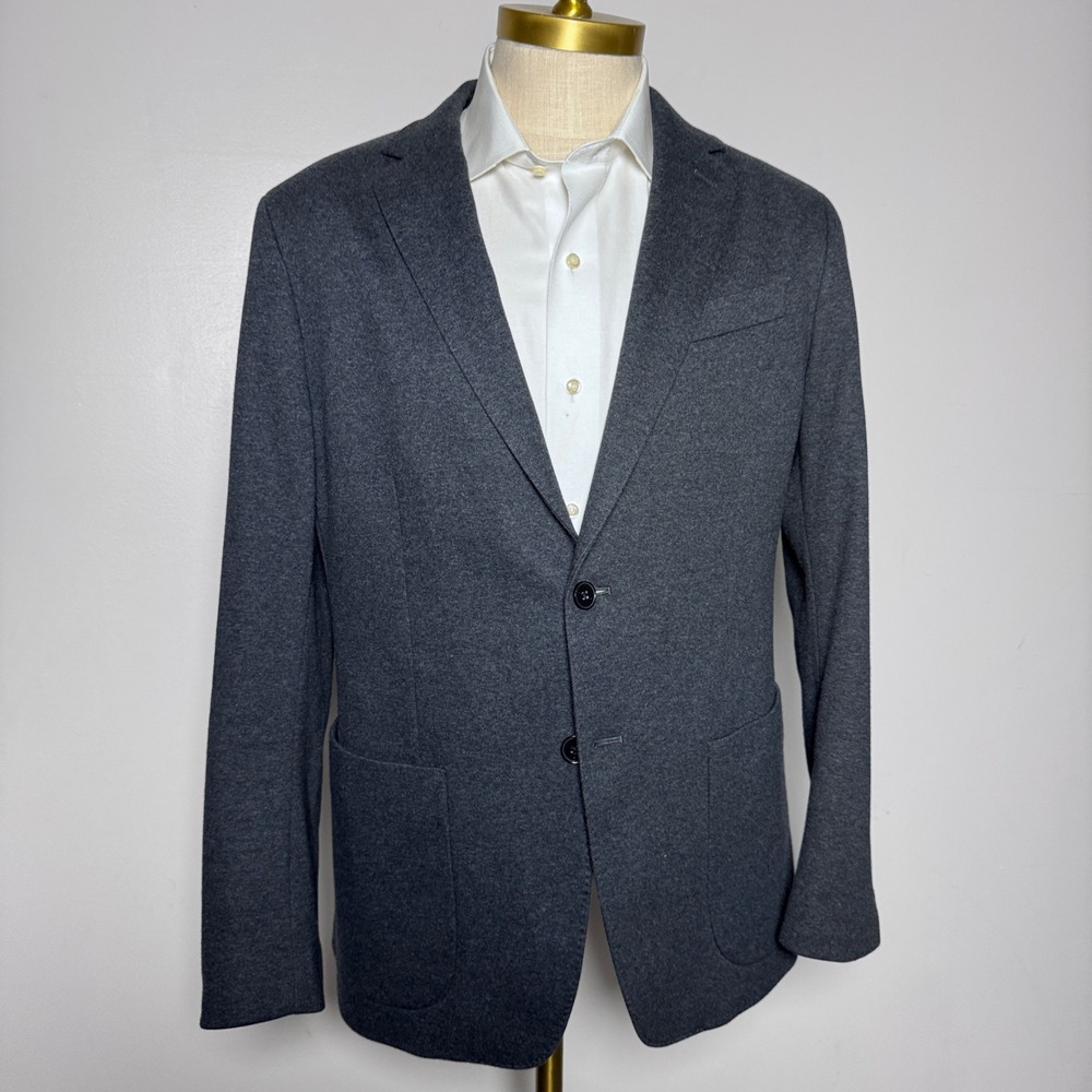 Banana‎ Republic Blazer Mens 42R Gray Solid Slim Fit Cotton Blend Two Button